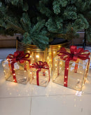 Kit 3 Caixas de Presente Natalinas com Luz de LED