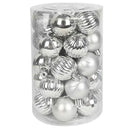 34 Bolas De Natal Prata Mista C/ Glitter 6cm