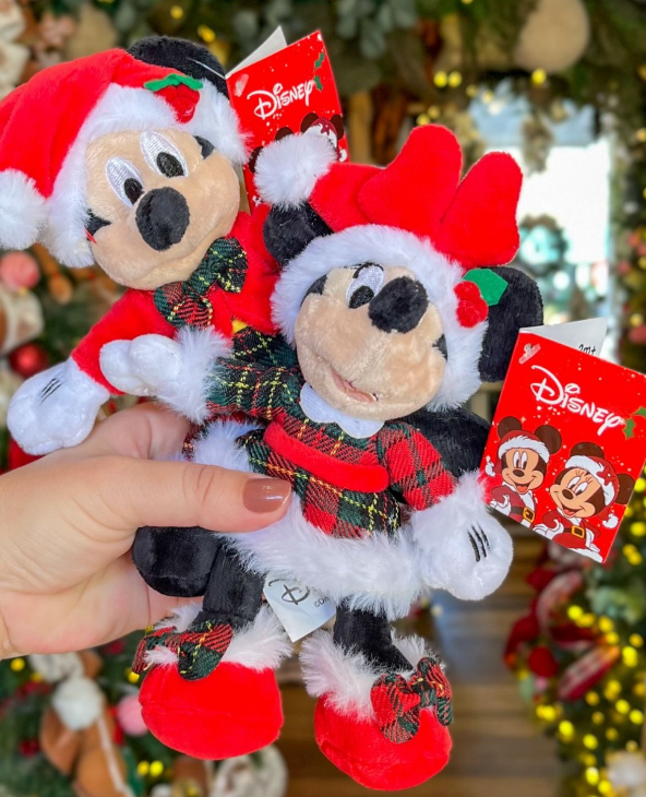 Casal Mickey e Minnie Natalinos 16cm